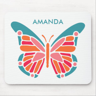Stylized Butterfly custom name mousepad