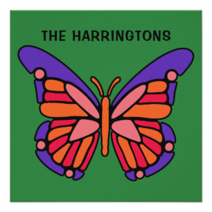 Stylized Butterfly custom name poster