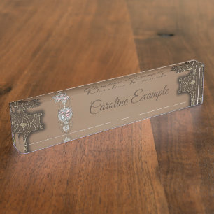 Stylized butterfly desk name plate