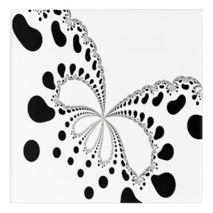 Stylized Butterfly Fractal Art Black White 