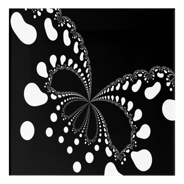 Stylized Butterfly Fractal Art Black White  (Front)
