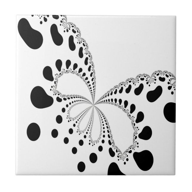 Stylized Butterfly Image Ceramic Tile (Front)