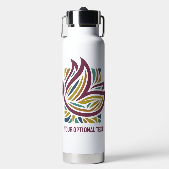 Stylized Butterfly Optional Text Water Bottle (Front)
