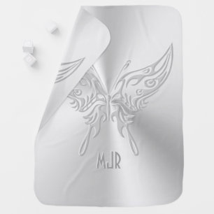 Stylized Butterfly Round Tail, Embossed-effect Baby Blanket
