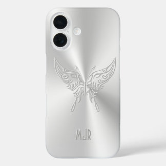 Stylized Butterfly Round Tail, Embossed-effect iPhone 16 Case
