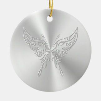 Stylized Butterfly Round Tail, Embossed-effect Ceramic Ornament