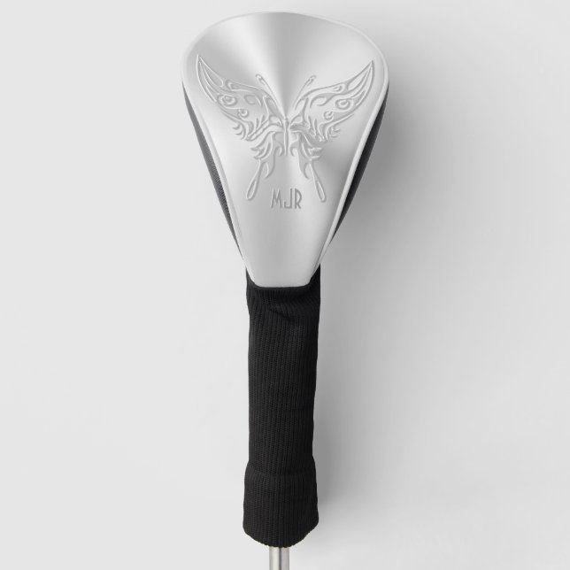 Stylized Butterfly Round Tail, Embossed-effect Golf Head Cover (Front)