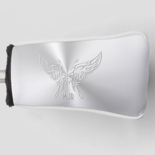Stylized Butterfly Round Tail, Embossed-effect Golf Head Cover (Front)