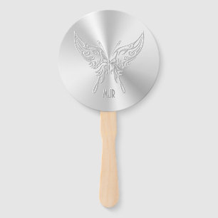 Stylized Butterfly Round Tail, Embossed-effect Hand Fan