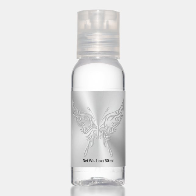 Stylized Butterfly Round Tail, Embossed-effect Hand Sanitizer (Front)