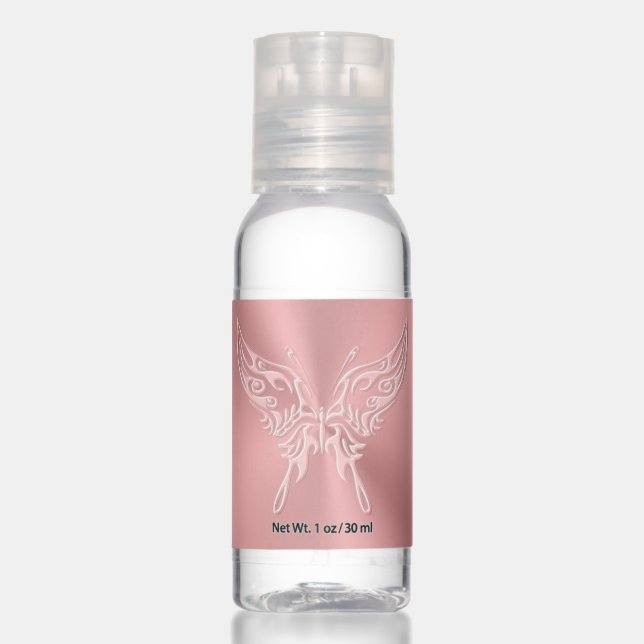 Stylized Butterfly Round Tail, Embossed-effect Hand Sanitizer (Front)