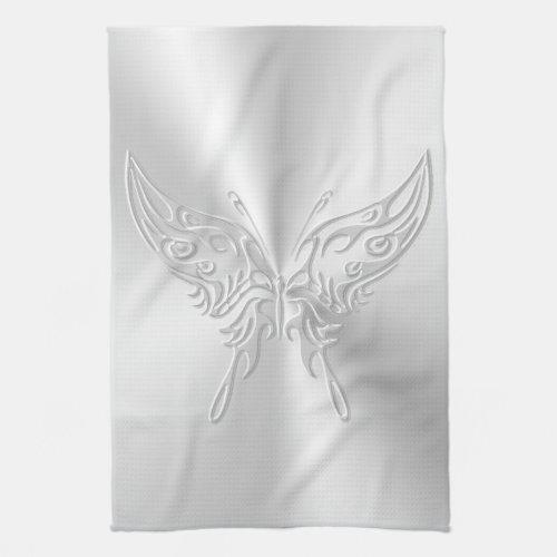 Stylized Butterfly Round Tail Embossed_effect Kitchen Towel