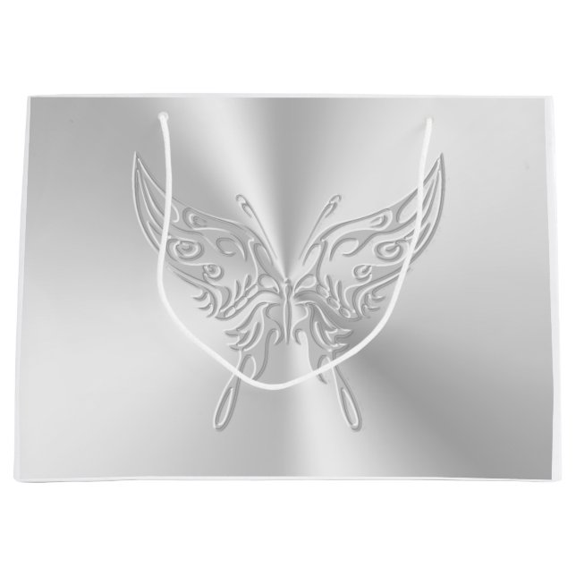 Stylized Butterfly Round Tail, Embossed-effect Large Gift Bag (Front)