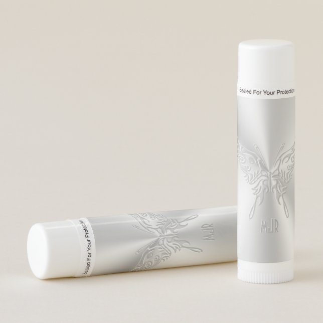 Stylized Butterfly Round Tail, Embossed-effect Lip Balm (Front)
