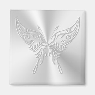Stylized Butterfly Round Tail, Embossed-effect Magnet