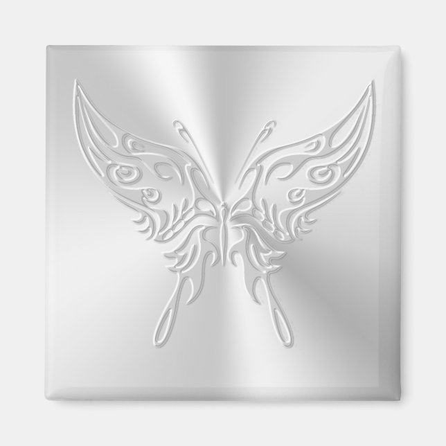 Stylized Butterfly Round Tail, Embossed-effect Magnet (Front)