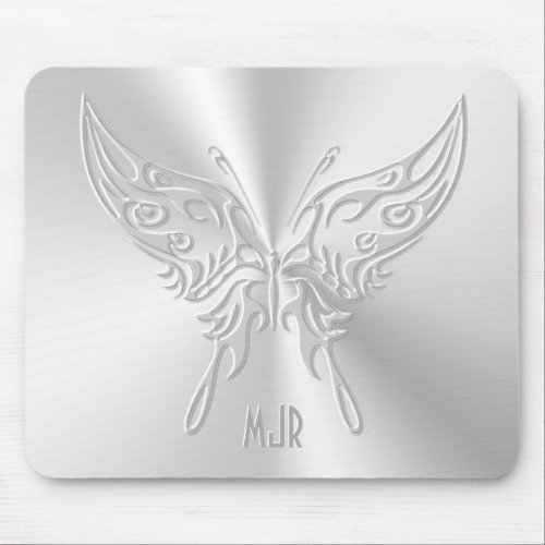 Stylized Butterfly Round Tail Embossed_effect Mouse Pad