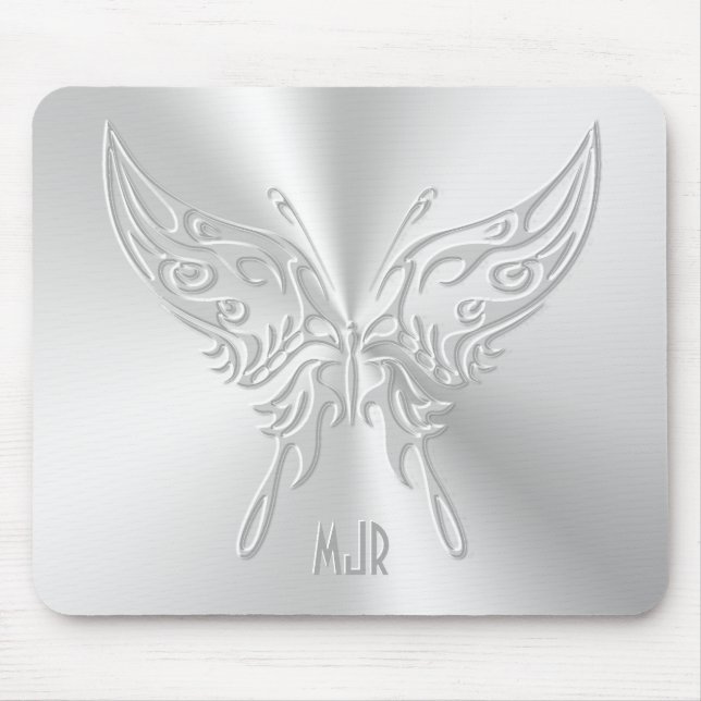 Stylized Butterfly Round Tail, Embossed-effect Mouse Pad (Front)