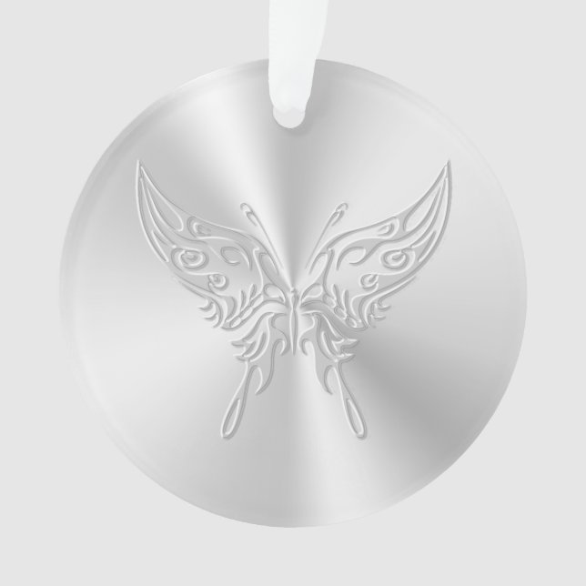 Stylized Butterfly Round Tail, Embossed-effect Ornament (Front)