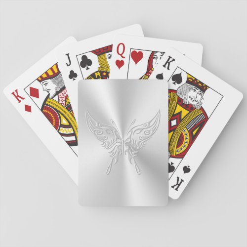 Stylized Butterfly Round Tail Embossed_effect Poker Cards