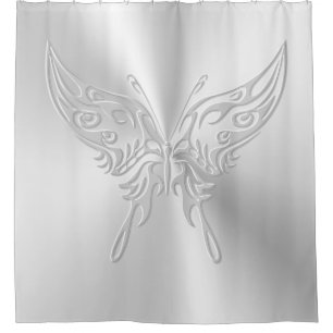 Stylized Butterfly Round Tail, Embossed-effect Shower Curtain
