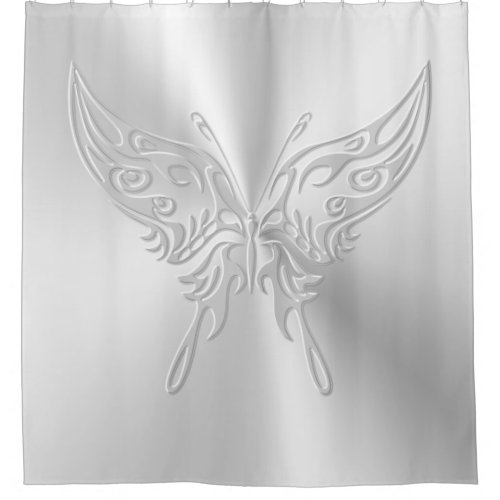 Stylized Butterfly Round Tail Embossed_effect Shower Curtain
