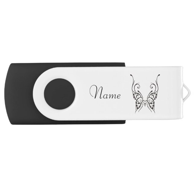 Stylized Butterfly Tattoo Art Illustration Flash Drive (Front)