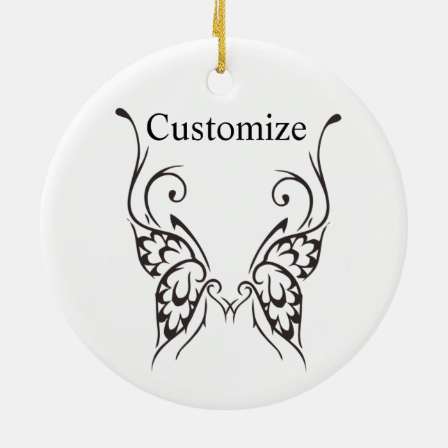 Stylized Butterfly Tattoo Thunder_Cove  Ceramic Ornament (Back)