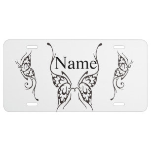Stylized Butterfly Tattoo Thunder_Cove  License Plate
