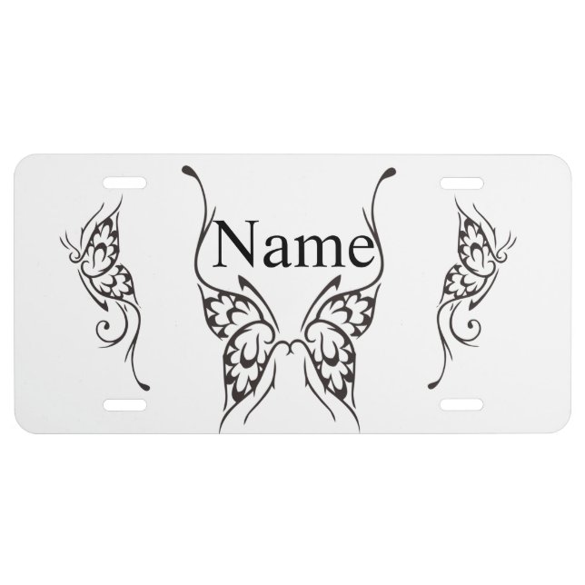 Stylized Butterfly Tattoo Thunder_Cove  License Plate (Front)