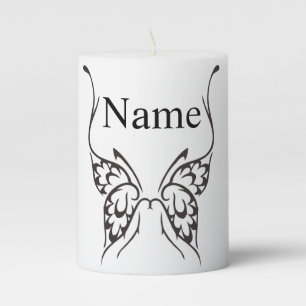 Stylized Butterfly Tattoo Thunder_Cove Pillar Candle