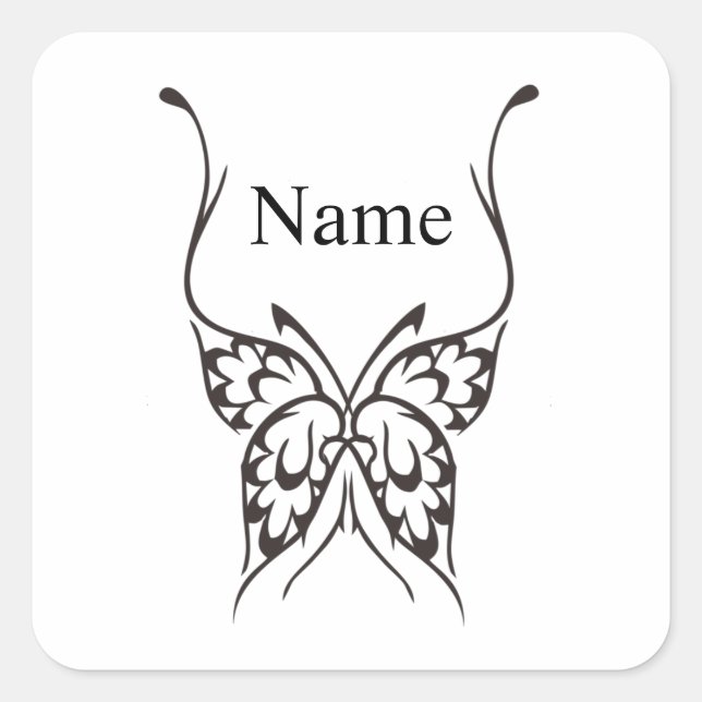 Stylized Butterfly Tattoo Thunder_Cove Square Sticker (Front)