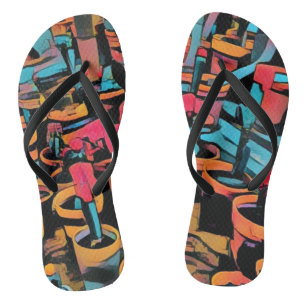Stylized Cactus Funky Flip Flops