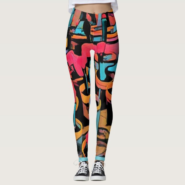Stylized Cactus Funky Leggings (Front)