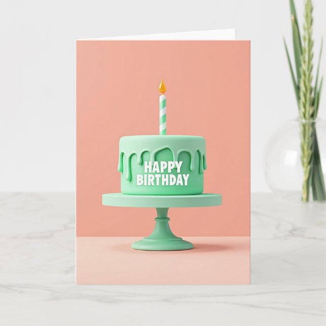 Stylized Cake Birthday Card (Front)