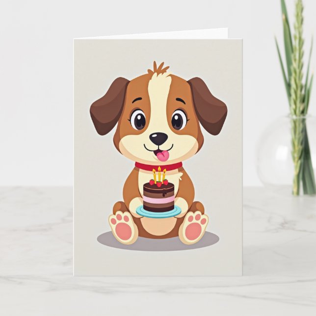 Stylized Canine Birthday Card (Front)