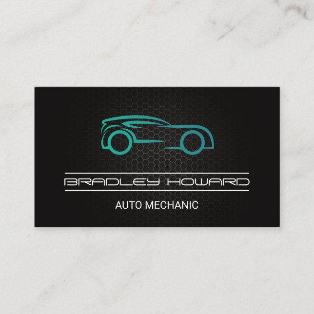 Stylized Car Logo Carbon Fiber Pattern | Auto Logo Business Card (Front)