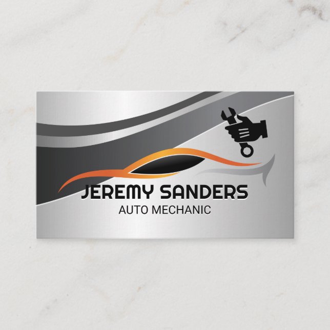 Stylized Car Logo | Mechanic Wrench Logo Business Card (Front)