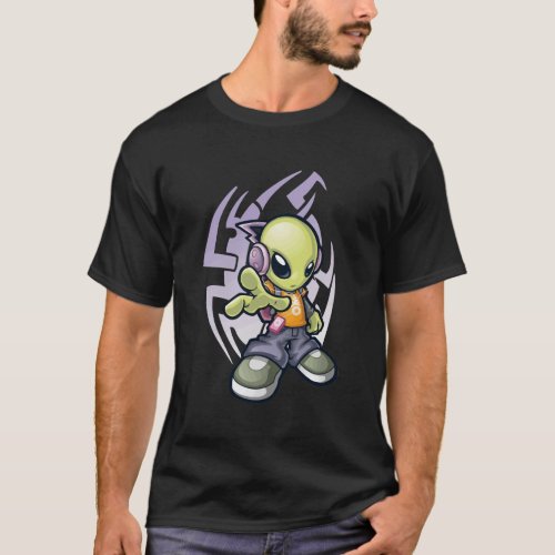 Stylized Cartoon Alien Character T_Shirt