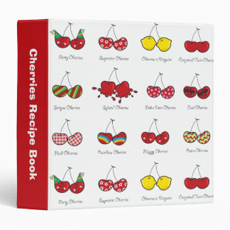 Stylized Cartoon Funny Cheeky Red Twin Cherries Binder