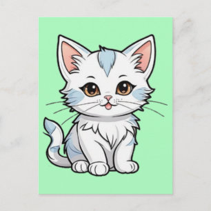 Stylized Cat Cartoon Line Art Design-52316 Postcard