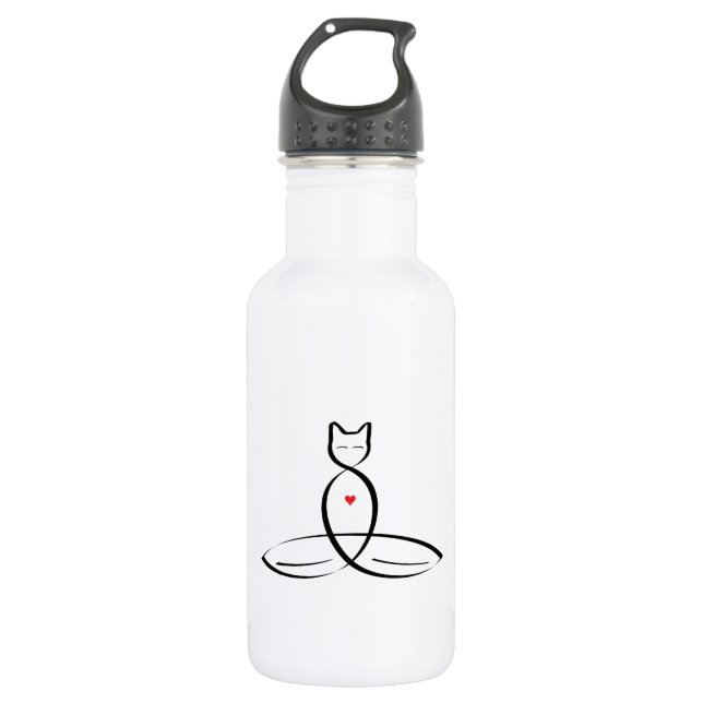 Stylized Cat Meditator Water Bottle (Front)