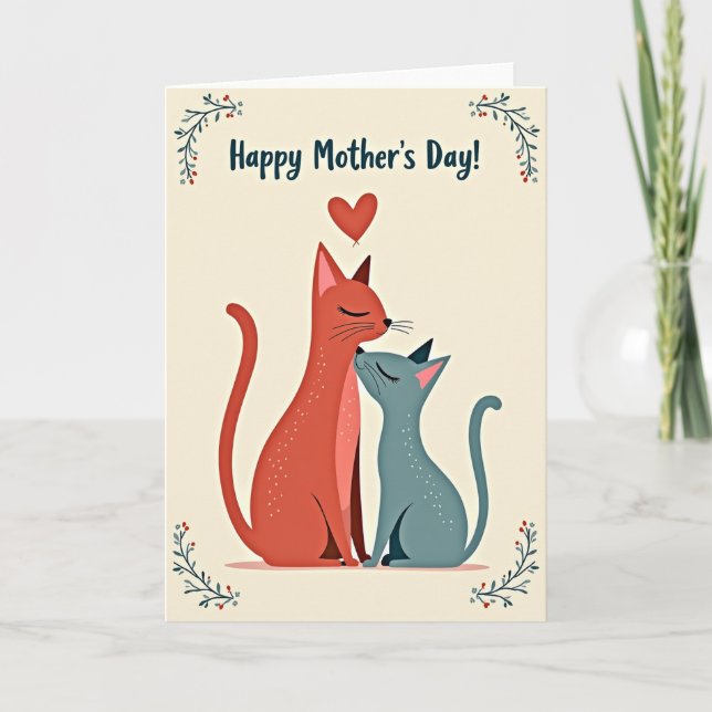 Stylized Cat Mothers Day Card (Front)