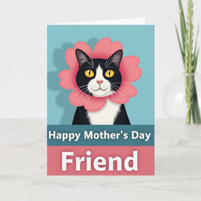 Stylized Cat Mothers Day Gift Card (Front)
