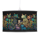 Stylized Cat Tribe Colors on Black Frieze Ceiling Lamp (Right)