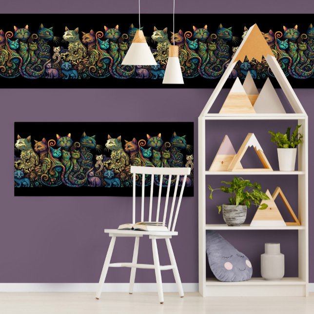Stylized Cat Tribe Colors on Black Frieze Poster (Creator Uploaded)