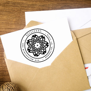 Stylized Celtic Knot Star Christmas Return Address Rubber Stamp