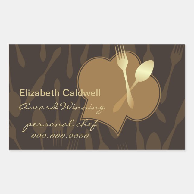 Stylized Chef's Hat & Golden Fork & Spoon Sticker (Front)
