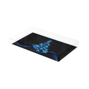 stylized Christmas tree SlipperyJoe glowing blue s Acrylic Tray