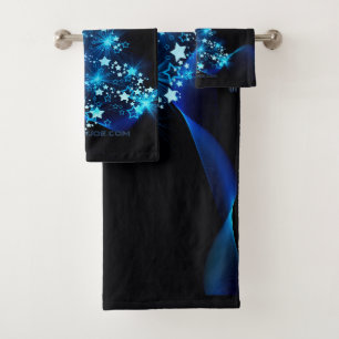 stylized Christmas tree SlipperyJoe glowing blue s Bath Towel Set